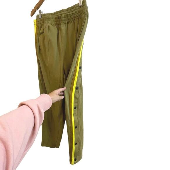 Free People Movement Large Baby Got Track Snap Pants in Olive with Yellow Stripe - Picture 6 of 12